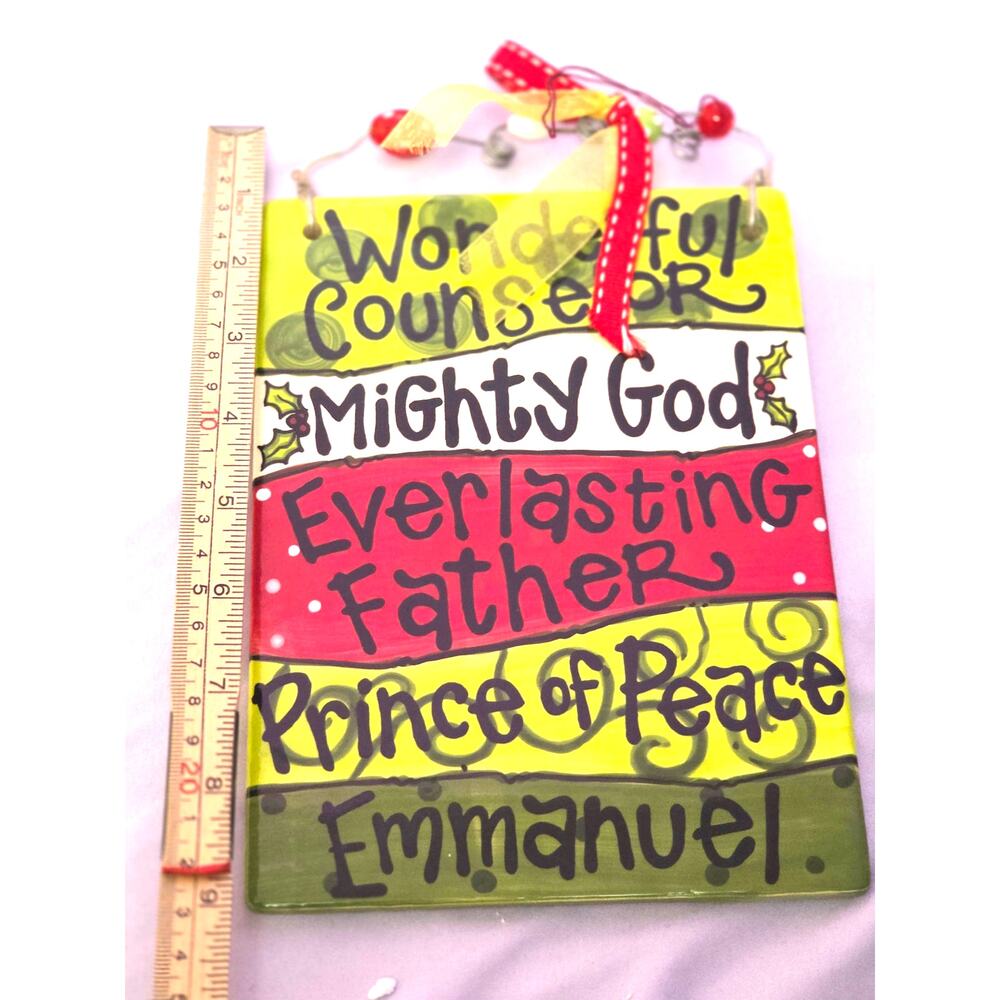 Glory Haus Hand Painted Christmas Religious wall hanging biblical names of Jesus